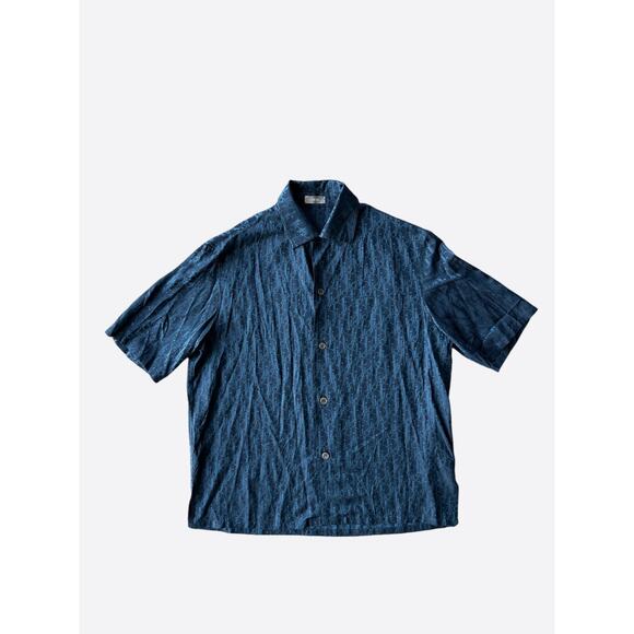 Dior Blue Oblique Silk Button Up Shirt